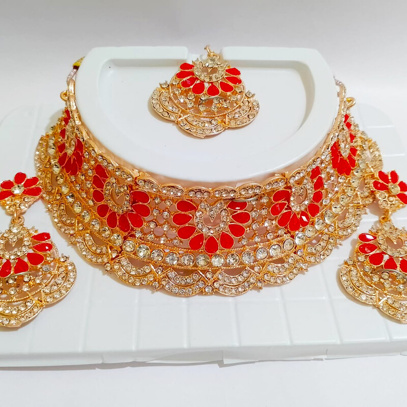 Stylish Kundan Studded Choker Necklace Set For Girl & Women - Design #3 - Imitation Jewellery