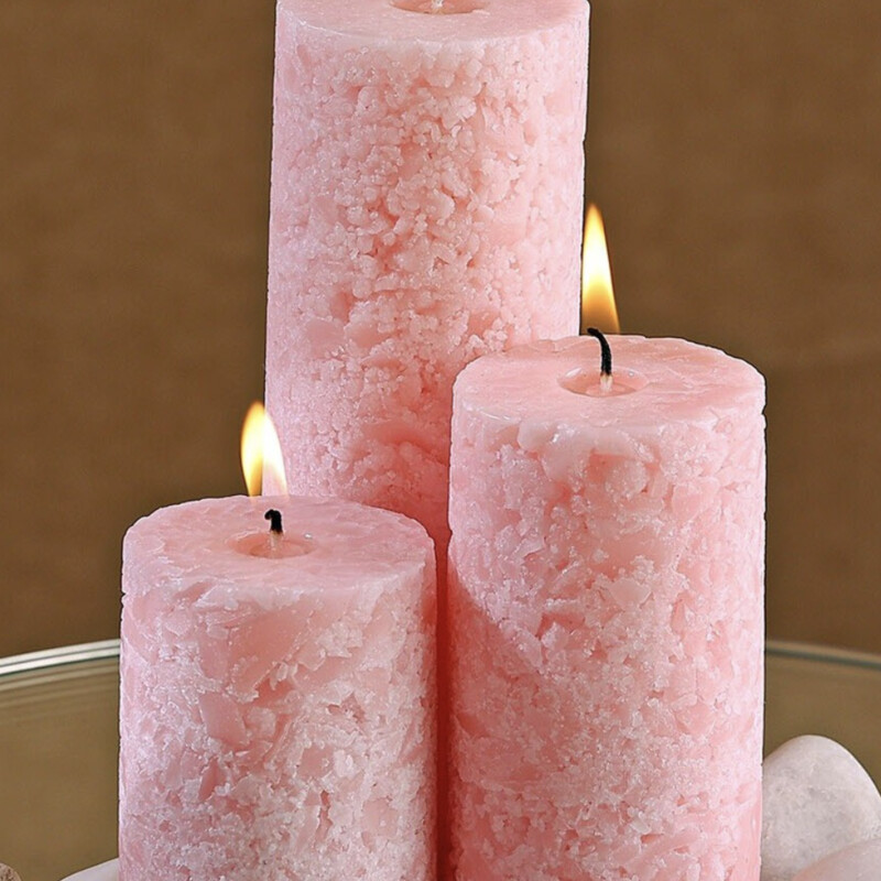 Elegant 3-Piece Pink Marble Finish Paraffin Wax Candle Set – Contemporary Home Decor Accessory